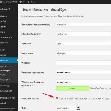 Dokumentation Benutzer anlegen